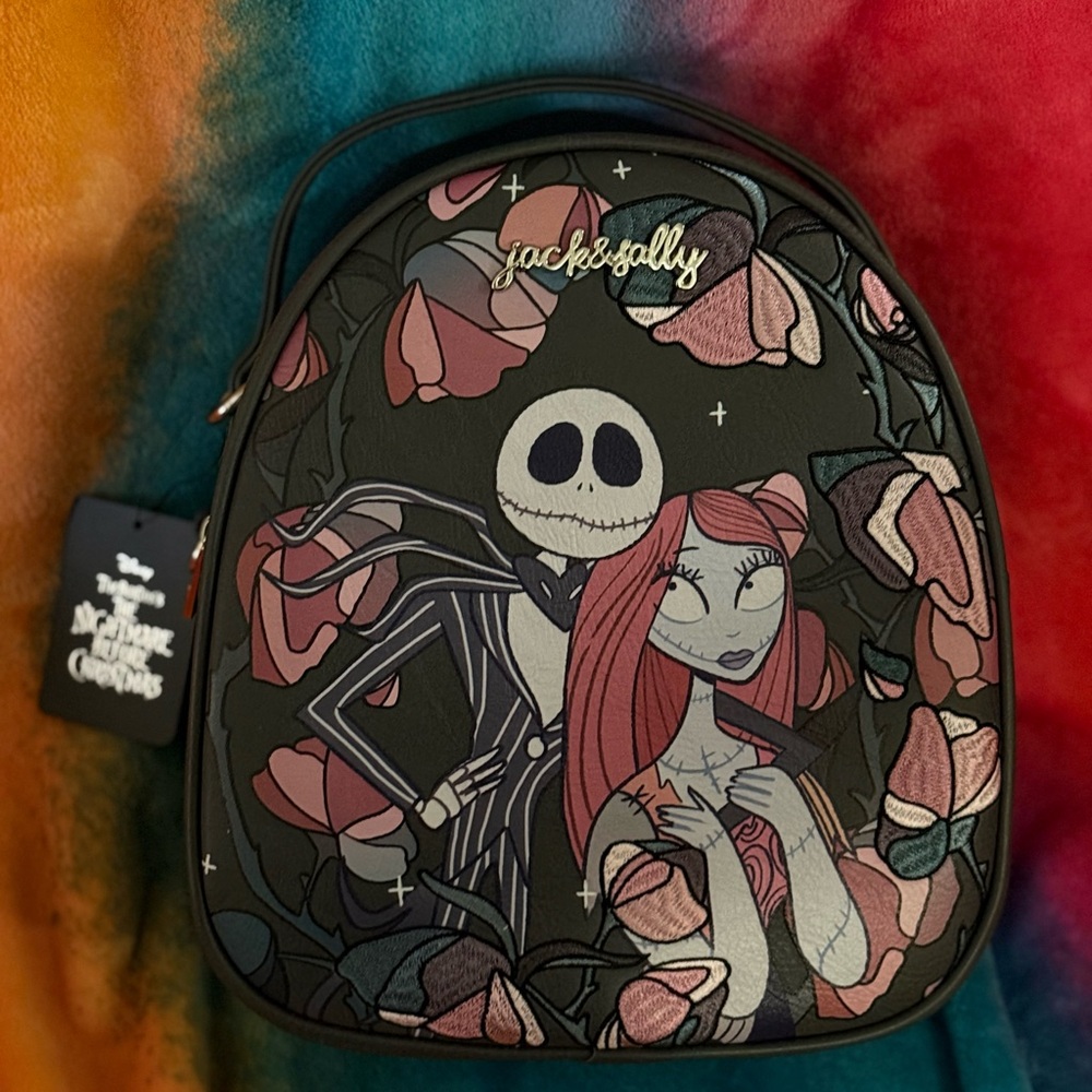 Jack and Sally Backpack with Floral Design